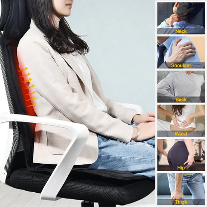 Electric Back Massager Massage Chair Cushion Heating Vibrating Car Home Office Lumbar Neck Mattress Pain Relief