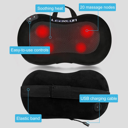 Shiatsu Back Massager for Pain Relief Deep Tissue, with Heat Cordless Portable Back and Neck Massager, 3D Kneading Lower Back El