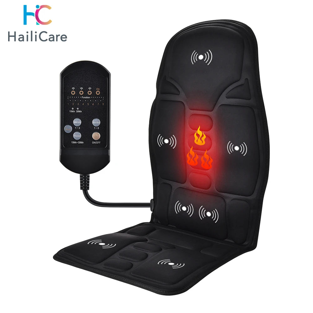 Electric Back Massager Massage Chair Cushion Heating Vibrating Car Home Office Lumbar Neck Mattress Pain Relief