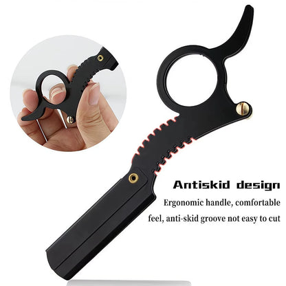 Manual Barber Razor Haircut Shaving Tool - Beard Eyebrow Trimming Blades Straight Edge for Hairdresser Professional Depilation