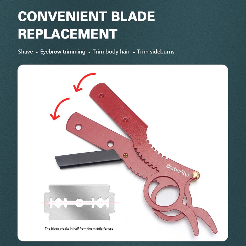 Manual Barber Razor Haircut Shaving Tool - Beard Eyebrow Trimming Blades Straight Edge for Hairdresser Professional Depilation