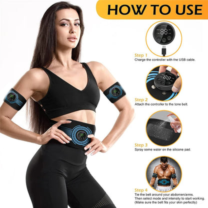 Abdominal Toning Belt EMS Muscle Stimulator Toner Waist Body Slimming Shaping Waist Arm Leg Massage Lose Weight Home Fitness
