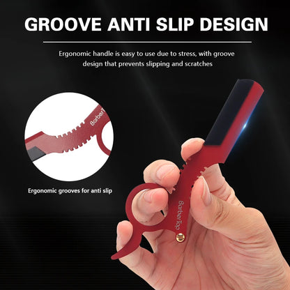 Manual Barber Razor Haircut Shaving Tool - Beard Eyebrow Trimming Blades Straight Edge for Hairdresser Professional Depilation
